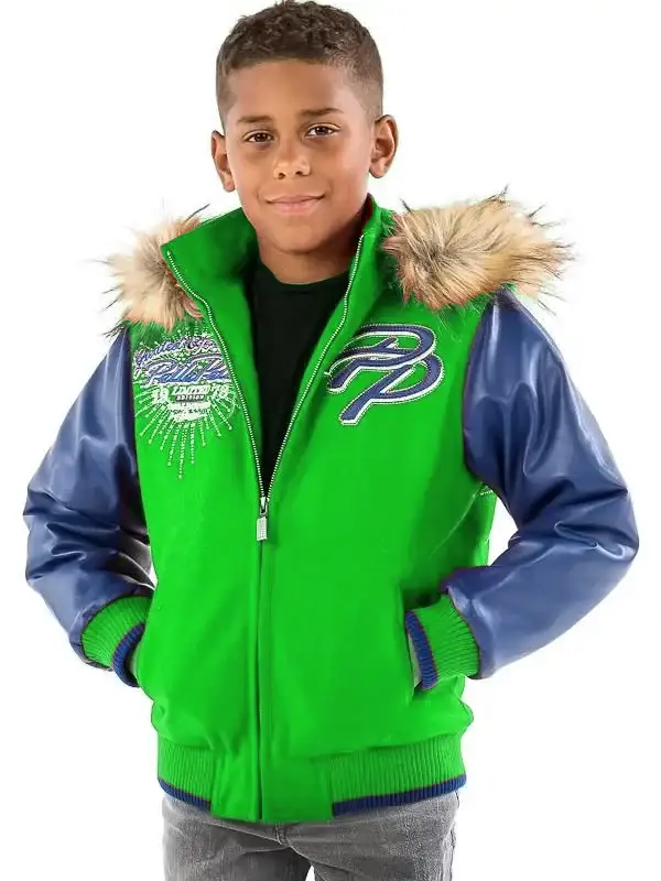 Pelle Pelle Kids Limited Edition Blue & Green Jacket, pellepelle.us