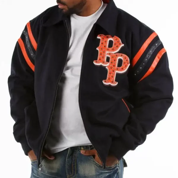 Pelle Pelle Detroit Black and Orange Jacket, pellepelle.us