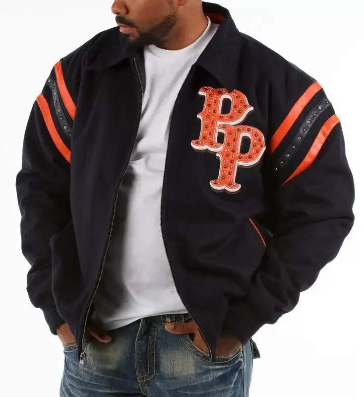 Pelle Pelle Detroit Black and Orange Jacket, pellepelle.us