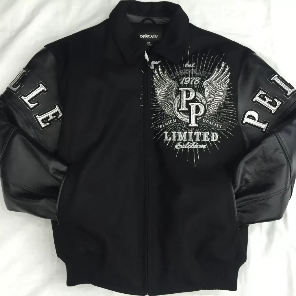 Pelle Pelle Black Wool & Leather Varsity Jacket, pellepelle.us