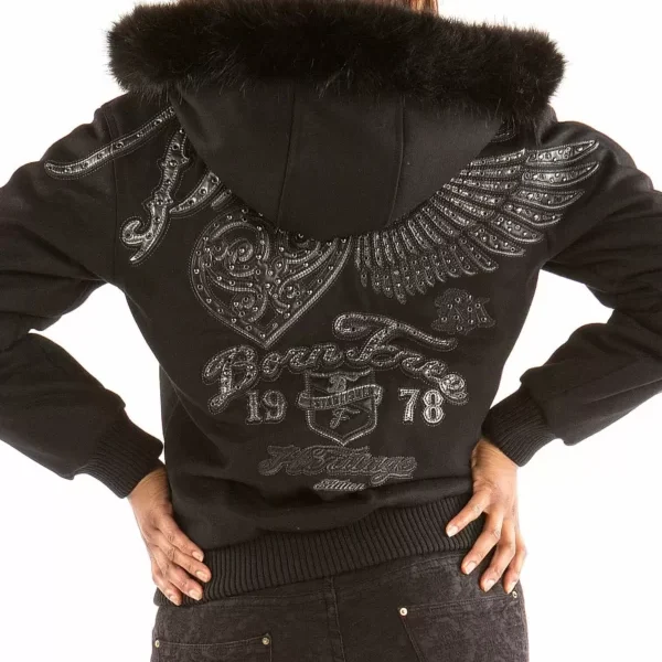 Black Pelle Pelle Flying Heart Born Free Wool Jacket, pellepelle.us