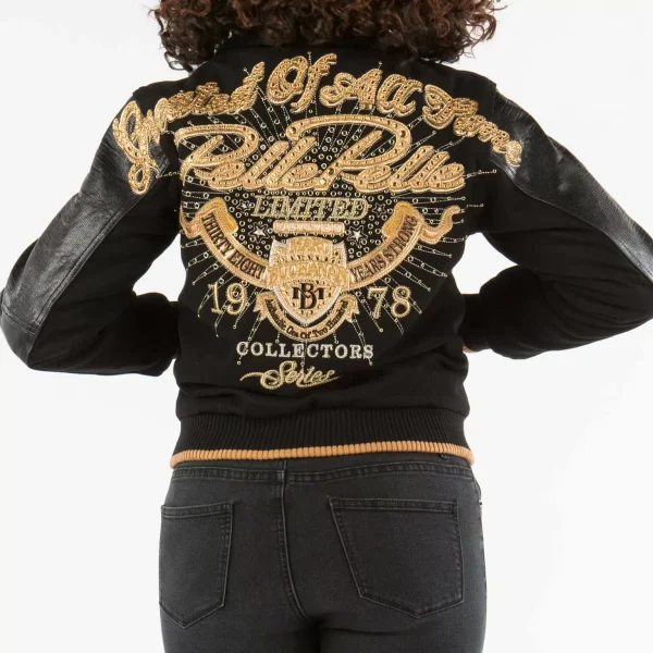 Black Pelle Pelle Greatest Of All Time Varsity Jacket, pellepelle.us