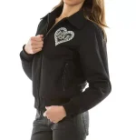 Black Pelle Pelle Heart Breaker Wool Jacket, pellepelle.us