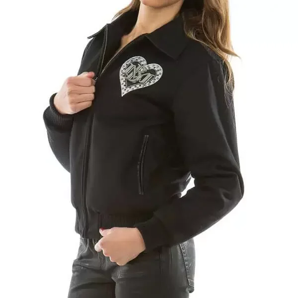 Black Pelle Pelle Heart Breaker Wool Jacket, pellepelle.us