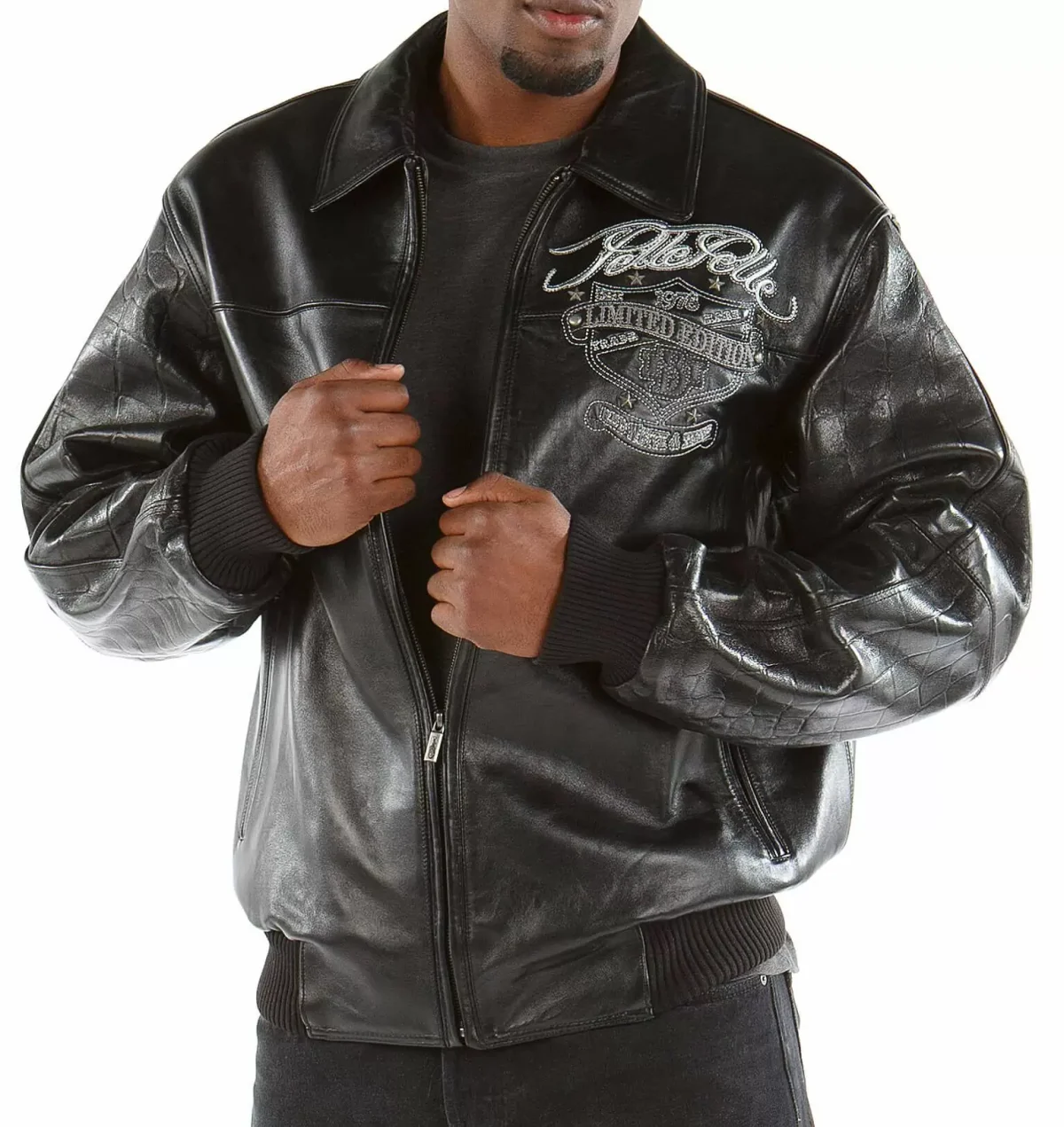 Black Pelle Pelle Red White & True Leather Jacket, pelle pelle, pellepelle.com