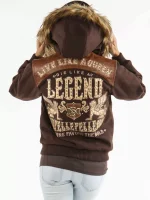 Brown Pelle Pelle Fur Hood Live Like a Queen Jacket pellepelle.us