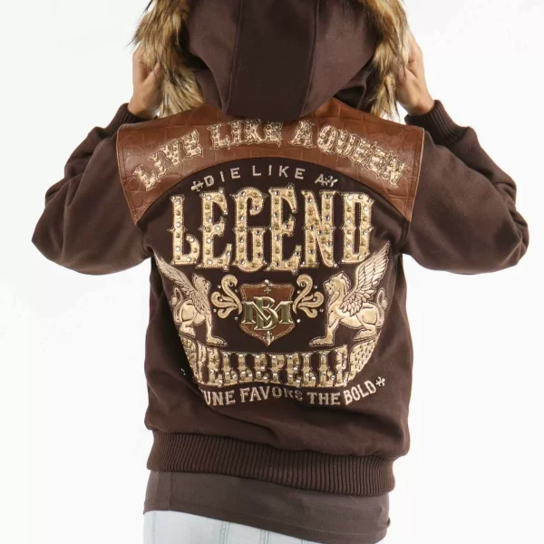 Brown Pelle Pelle Fur Hood Live Like a Queen Jacket pellepelle.us