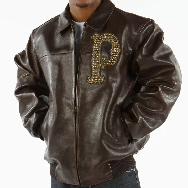 Brown Pelle Pelle Immortal Studded Leather Jacket, pellepelle.us