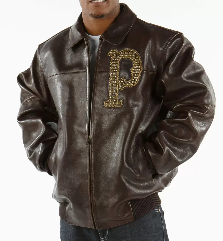 Brown Pelle Pelle Immortal Studded Leather Jacket, pellepelle.us