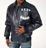 Pelle Pelle Born to Rebel Navy Studded Leather Jacket,pellepelle.us