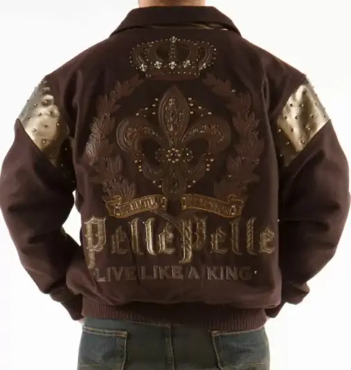 Pelle Pelle Brown Wool Live Like A King Jacket, pellepelle.us