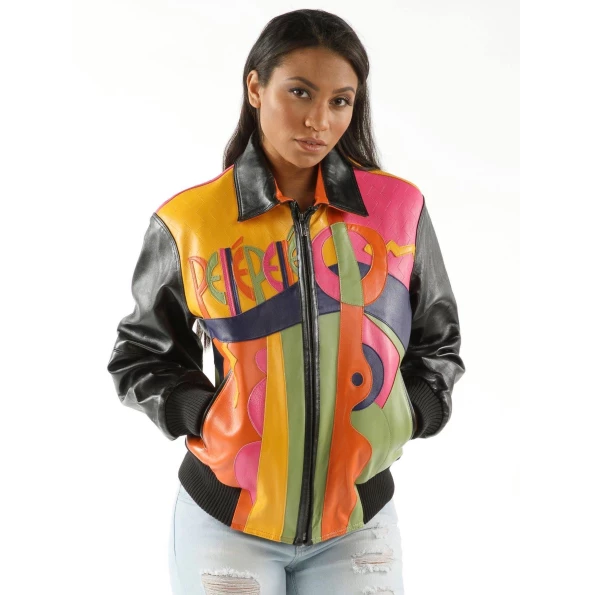 Pelle Pelle Picasso Plush Yellow Pink Black Jacket, pellepelle.us