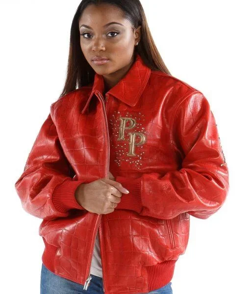 Ladies Pelle Pelle Shoulder Crest Red Leather Jacket, Pelle Pelle, PellePelle.com