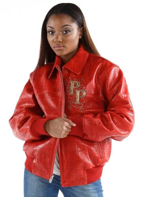 Ladies Pelle Pelle Shoulder Crest Red Leather Jacket, Pelle Pelle, PellePelle.com