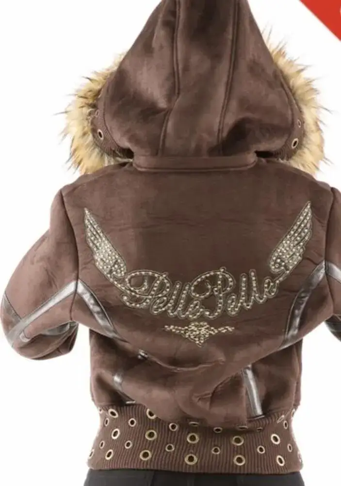 Ladies Pelle Pelle Wing Brown Hoodie, PELLEPELLE.US