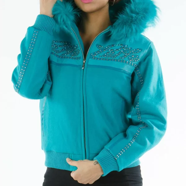 Light Blue Pelle Pelle Supreme Club Hood Wool Jacket, pellepelle.us