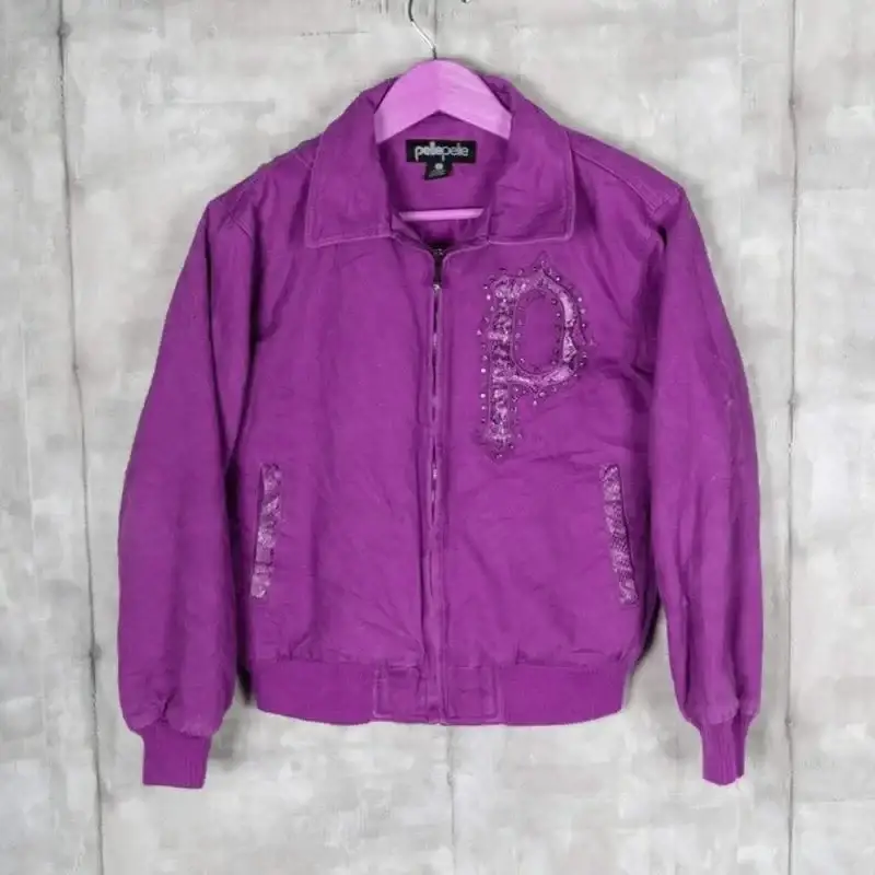 Pelle Pelle Marc Buchanan Womens Vintage Bomber Purple Jacket, pellepelle.us