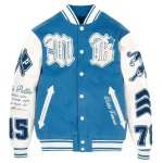 Men Pelle Pelle Blue And White Varsity Jacket, Pelle Pelle, PellePelle.com