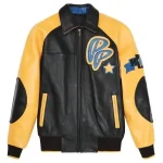 Men Pelle Pelle Classic Soda Club Plush Black And Yellow Jacket,Pelle Pelle, PellePelle.com