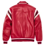 Men Pelle Pelle Encrusted Varsity Plush Red Jacket