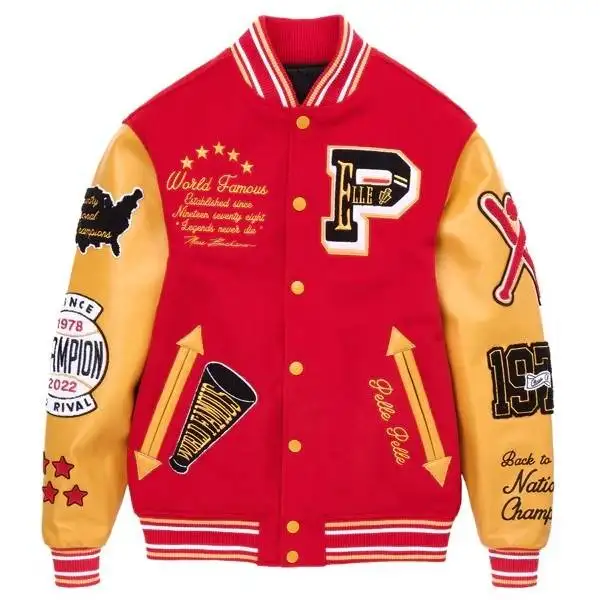 Men Pelle Pelle Red Varsity Jacket, Pelle Pelle, PellePelle.com