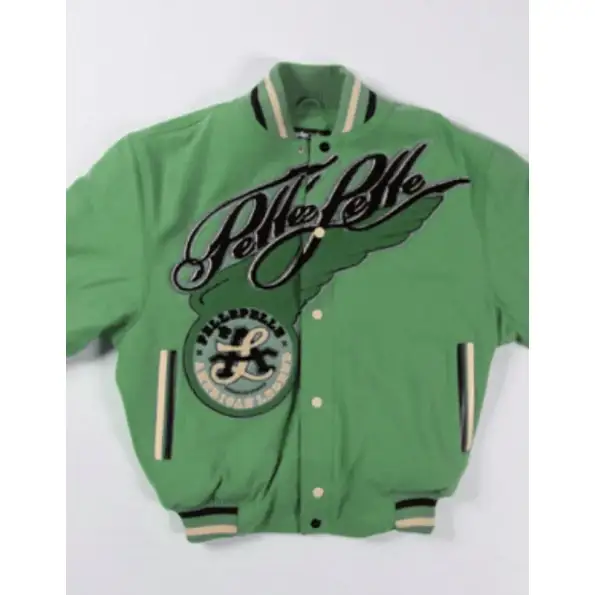 Pelle Pelle American Legend Light Green Varsity Jacket, pellepelle.us