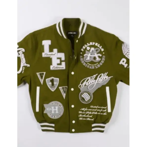 Pelle Pelle American Legend Limited Edition Olive Varsity Jacket, pellepelle.us