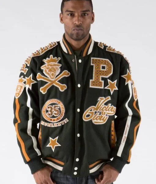 Pelle Pelle Anniversary Edition Varsity Forest Jacket,Pelle Pelle, PellePelle.com