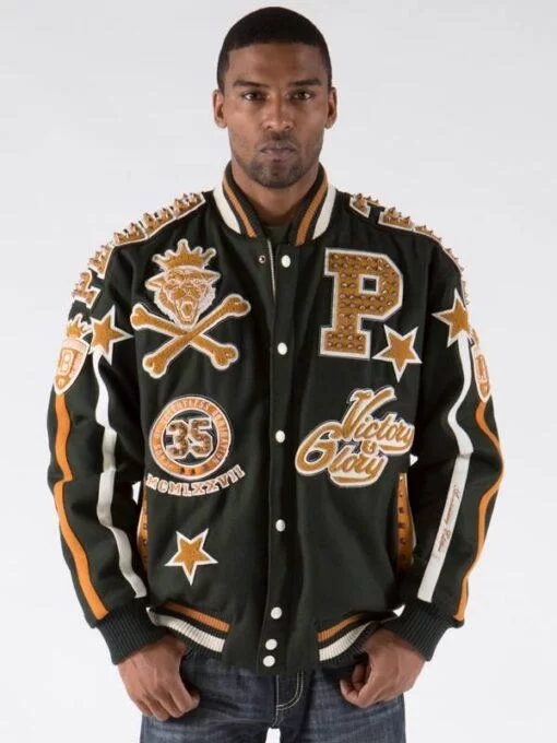 Pelle Pelle Anniversary Edition Varsity Forest Jacket,Pelle Pelle, PellePelle.com