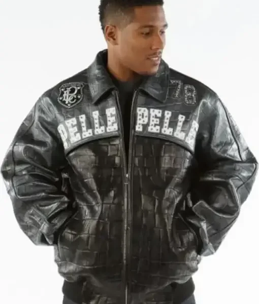 Pelle Pelle Black 78 Crocodile Leather Jacket ,pellepelle.us