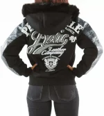 Pelle Pelle Black Exotic Fur Hood Wool Jacket