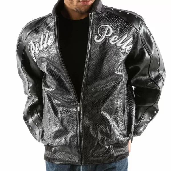 Pelle Pelle Black Forever Fly Leather Studded Jacket, pellepelle.us