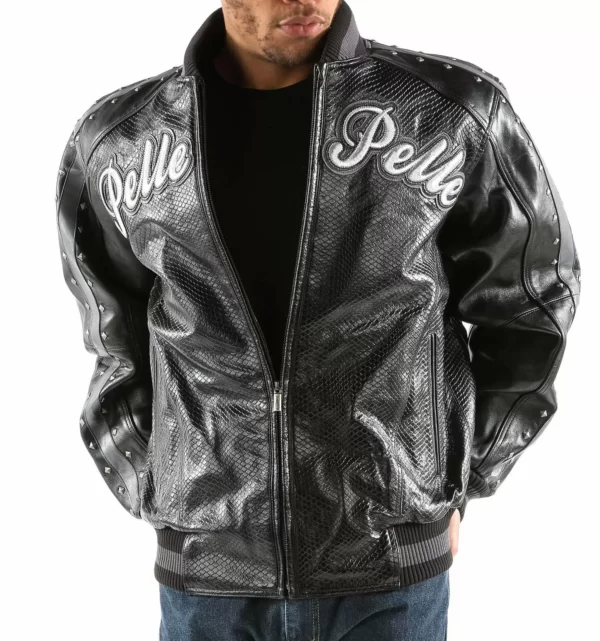 Pelle Pelle Black Forever Fly Leather Studded Jacket, pellepelle.us