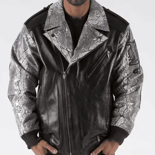 Pelle Pelle Black and Grey Leather Jacket, pellepelle.us