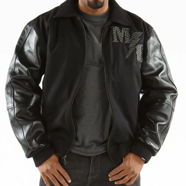 Pelle Pelle Black Master Ceremonies Varsity Jacket, pellepelle.us