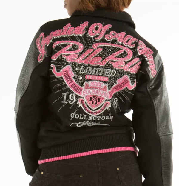 Pelle Pelle Black Pink Greatest Of All Time Varsity Jacket, pellepelle.us