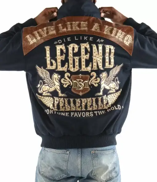 Pelle Pelle Blue Brown Live Like A King Wool Jacket, pellepelle.com