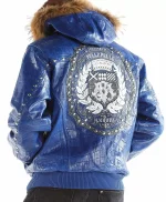 Pelle Pelle Blue MB Emblem Hooded Studded Jacket