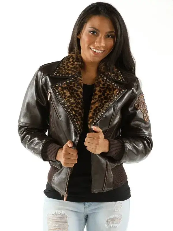 Pelle Pelle Brown Biker Women Leather Jacket