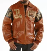 Pelle Pelle Brown Empire Victory Comes Leather Jacket, PELLEPELLE.US