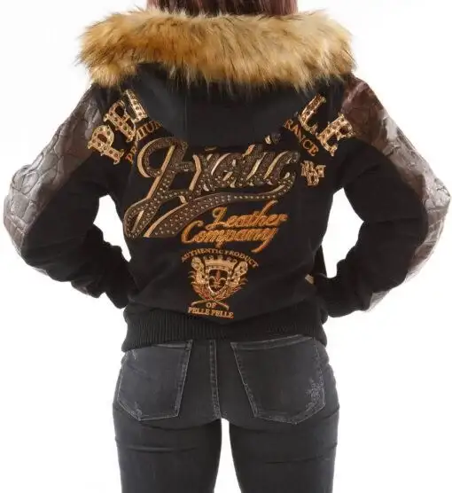 Pelle Pelle Exotic Fur Hood Brown Jacket, PELLEPELLE.US