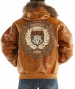 Pelle Pelle Brown MB Emblem Hooded Studded Jacket