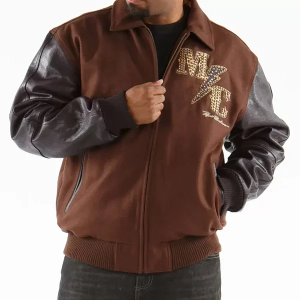 Pelle Pelle Brown Master Ceremonies Varsity Jacket pellepelle.us