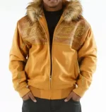 Pelle Pelle Caramel Supreme Club Hood Wool Leather Jacket