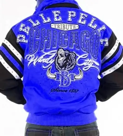 Pelle Pelle Chicago Tribute Blue Varsity Jacket, pellepelle.us