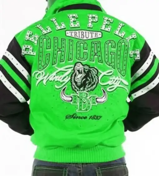 Pelle Pelle Chicago Tribute Green Varsity Jacket, pellepelle.us