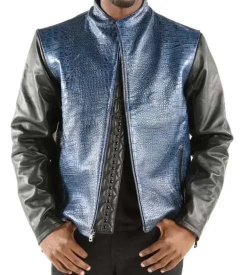 Pelle Pelle Men’s Blue Biker Leather Jacket