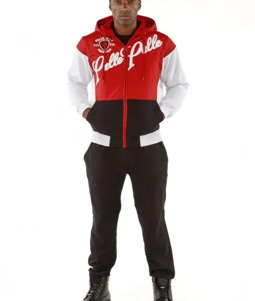 Pelle Pelle Colorblocked In Cabernet Red Tracksuit , pellepelle.us