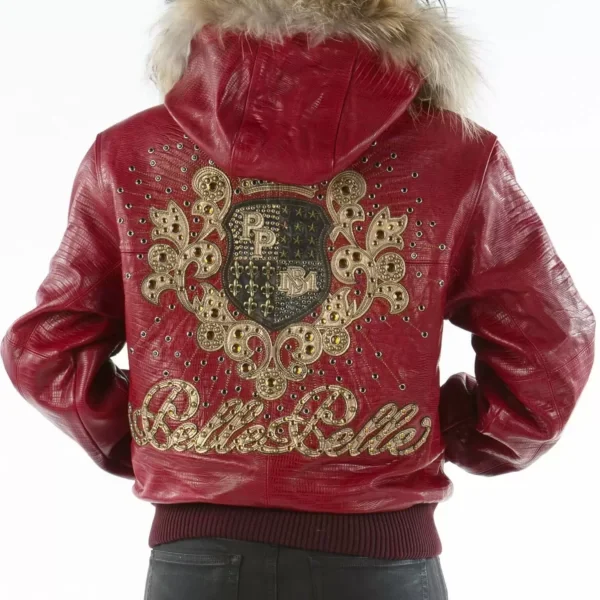 Pelle Pelle Crest Red Fur Hood Leather Jacket, pellepelle.us