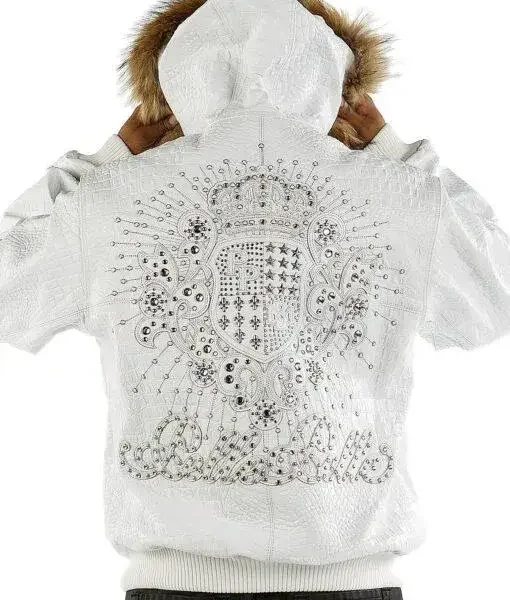 Pelle Pelle Crest White Fur Hooded Leather Jacket